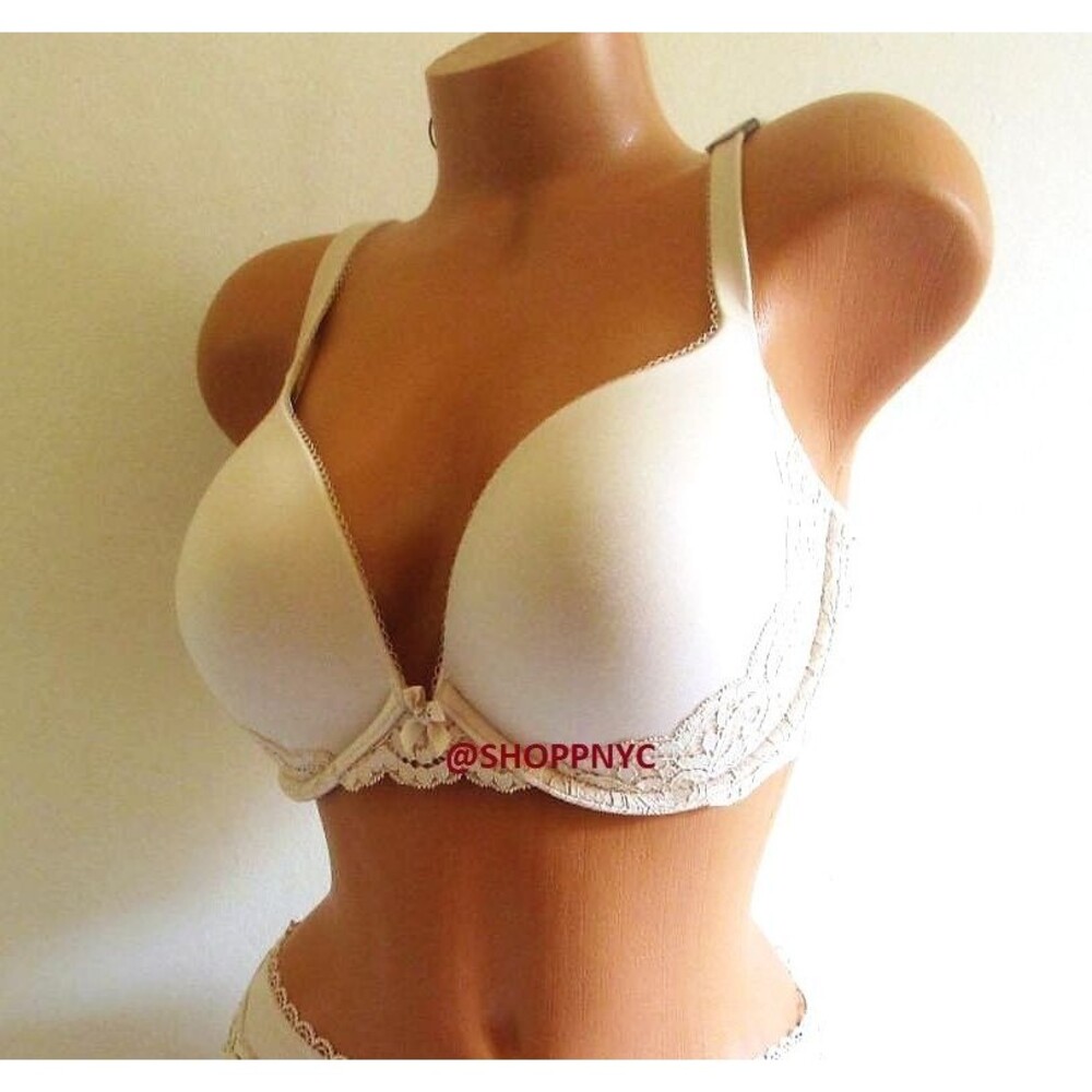 38DDD VICTORIA SECRET Body by Victoria Push-Up Bra Lace Trim Cream nwt